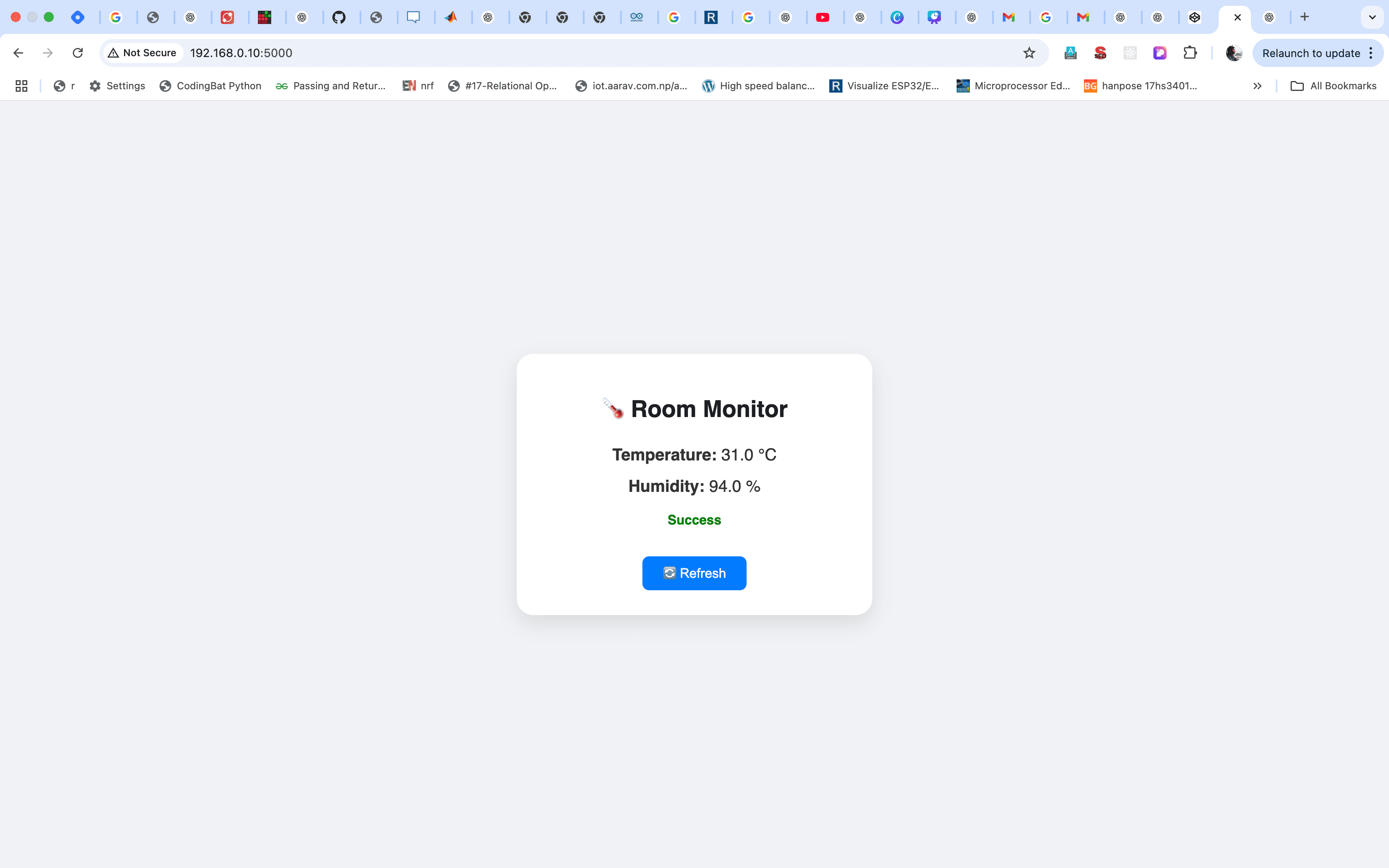 Room Monitor using Flask Server and DHT Sensor